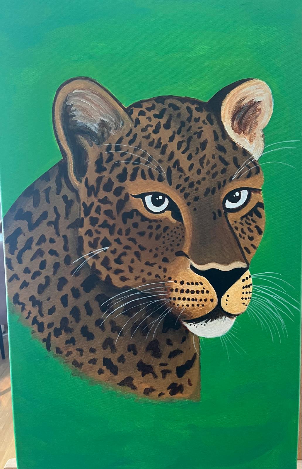 Leopardenportrait, Acrylgemälde