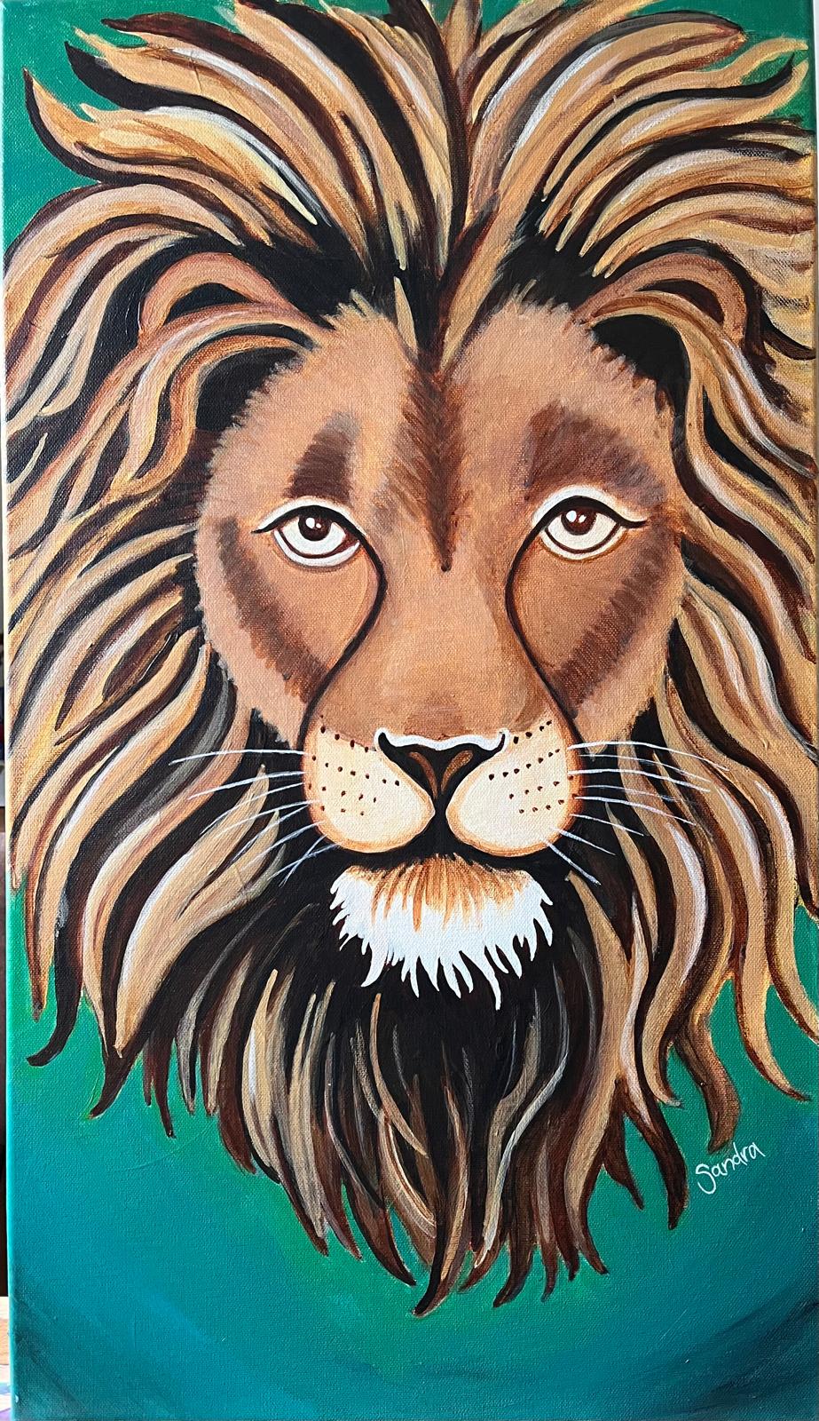 Löwenportrait, Acrylgemälde