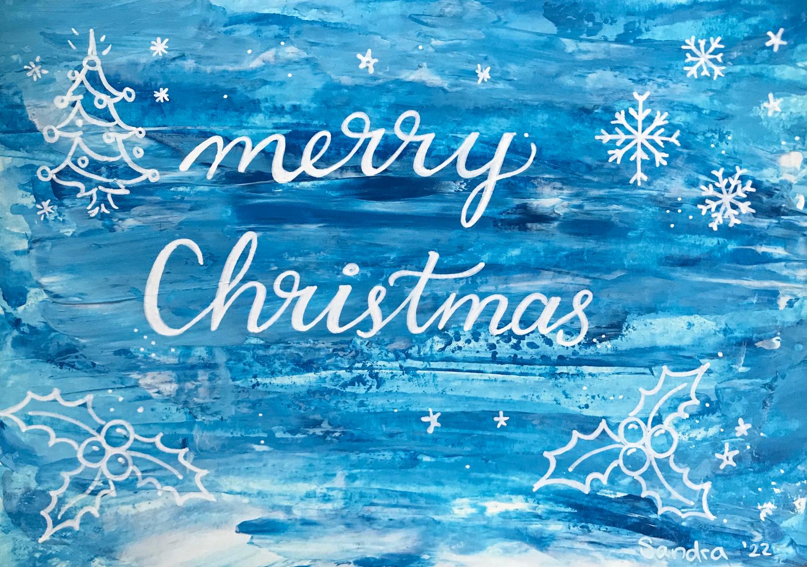 Merry Christmas Schriftzug, Acrylgemälde