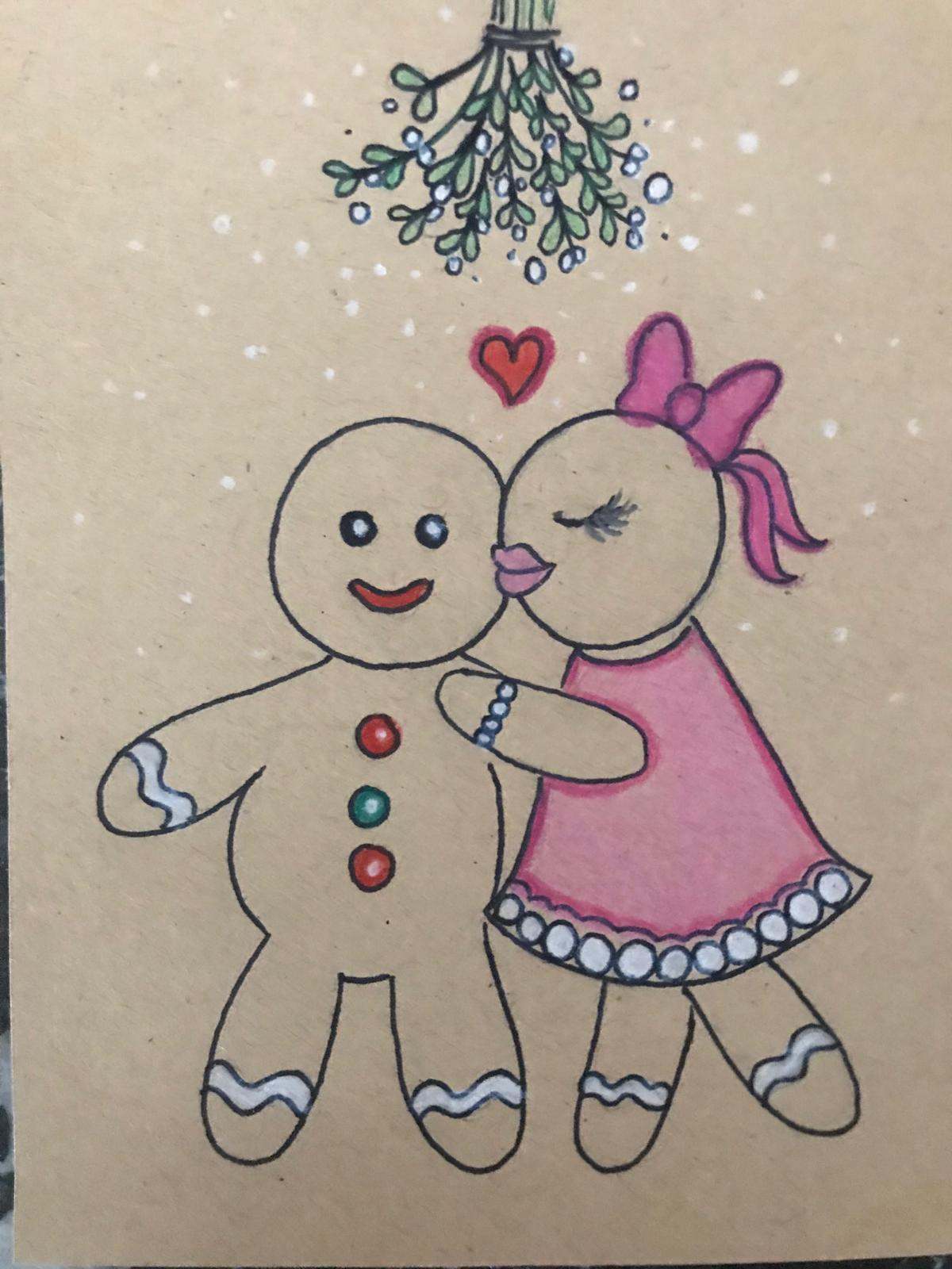 Lebkuchenpaar, Weihnachtsillustration